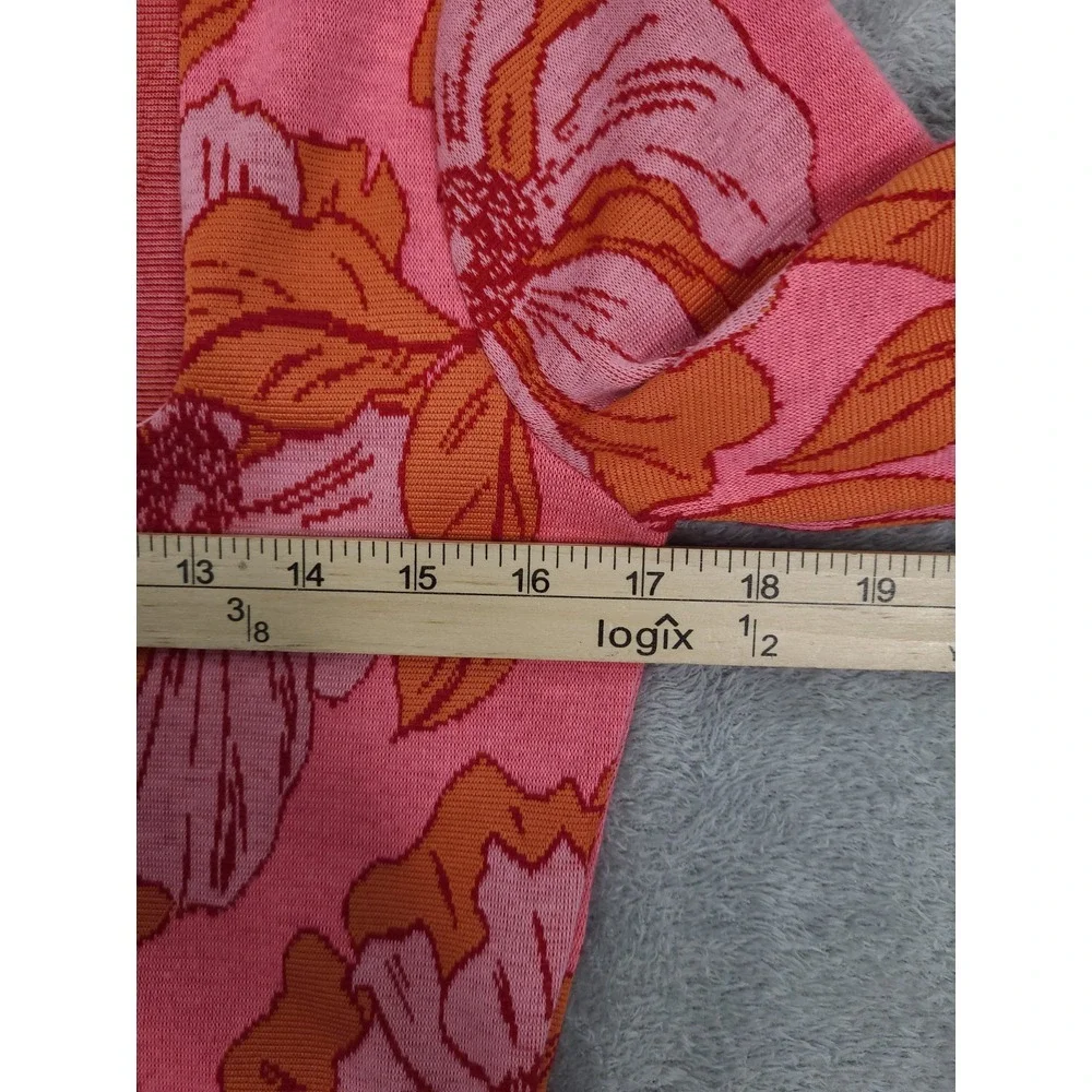 Zara Floral Sweetheart Jacquard Crop Top L‎ Long Sleeve Pink Orange Blogger Fav